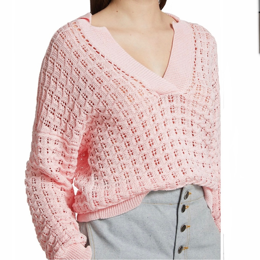 NWT Rachel Comey Noda Open Stitch Knit Pink Sweater XS